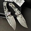 Outdoor feature folding large damascus knife
